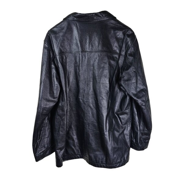 Vintage Wilsons M. Julian Jacket Black Leather Large Tall Diamond Quilted Liner - Picture 2 of 11